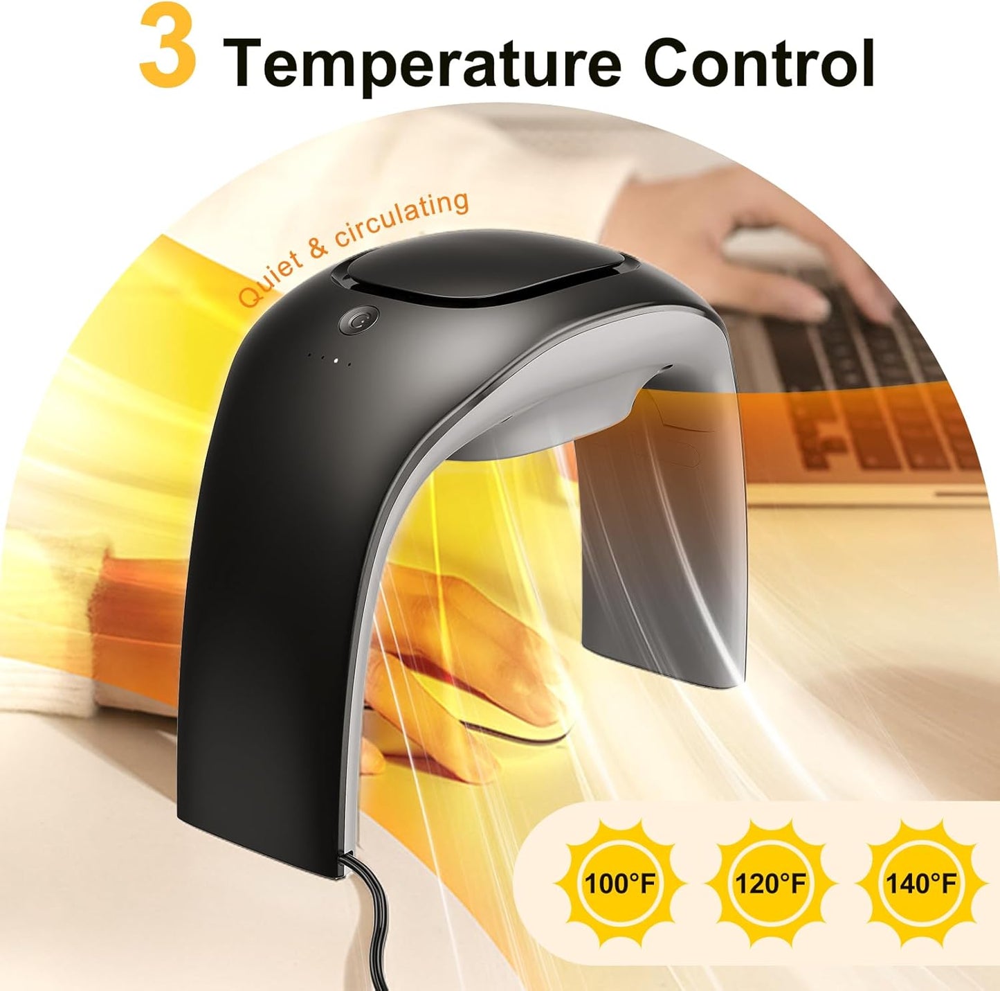 Skiennix Heated Mouse Pad - Super Quiet Desk Hand Warmer with Thermostat | Energy Efficient Black Design