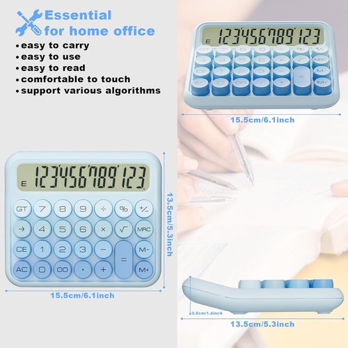 DECKLIT Battery Desk Calculator - 12-Digit Extra Large LCD Display | Easy-to-Press Big Buttons, 15° Tilt Screen