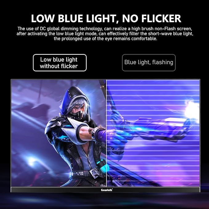 Gawfolk 24.5 Inch PC 300Hz Gaming Monitor, FHD 1080p Screen,Adaptive Sync,1ms Without Bezel, 98% sRGB, 178 ° Angle View, HDMI、DisplayPort, Compatible with Wall mounting 75 * 75MM - Black