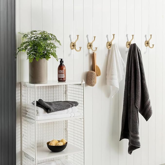 khtumeware 1 Pack 4-1/2 inch Zinc Alloy Vintage Wall Champagne Bronze Large Coat Hooks Suitable for Tile, Wood Board, Glass Walls, Bathroom, Entrance Hall, Kitchen, Multi-Functional Robe Hooks