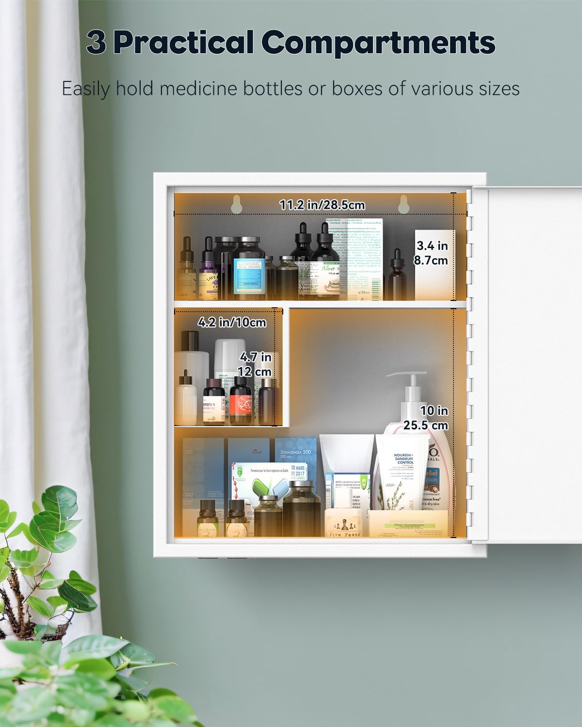 Uniclife Wall Mount Medicine Cabinet - Lockable Steel Storage Organizer | Large Capacity, White