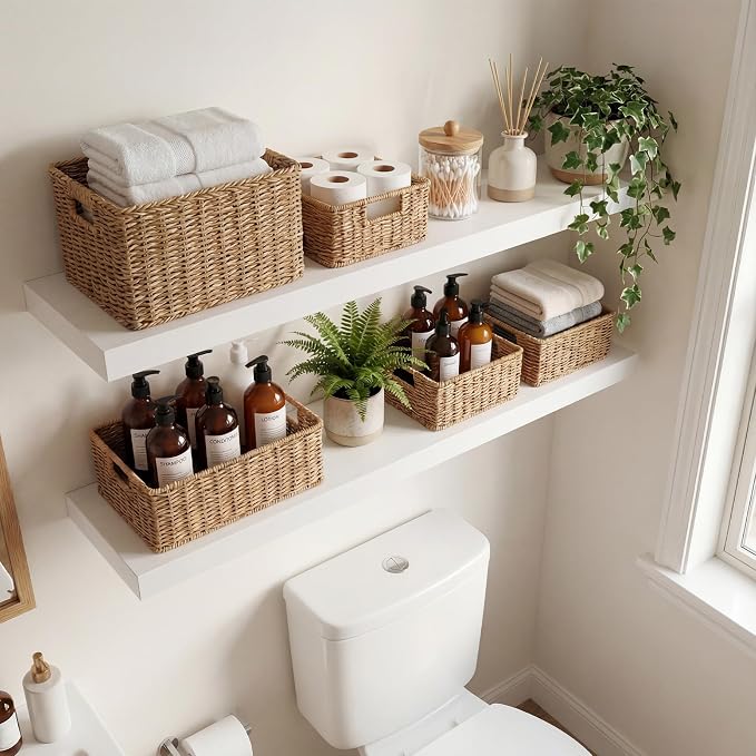 White Floating Shelves Set of 2, 35.43in Wall Mounted Display Ledge Shelves for Bedroom Bathroom Living Room and Kitchen Decoration Storage