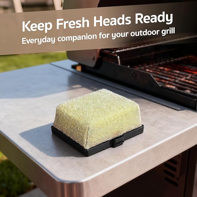 GASPRO Replaceable Cleaning Head for Steam Grill Brush, Bristle Free BBQ Grill Cleaning Pads with Heat-Activated Sponge, Safe for Most Grates, Replace & Reuse, Black
