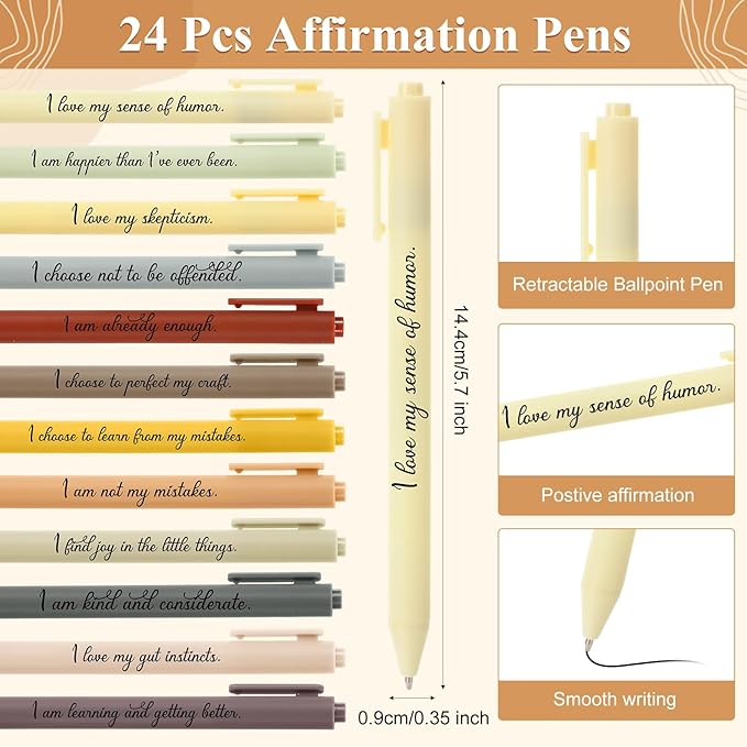 Kosiz 48 Pcs/24 Set Positive Affirmation Gifts Gratitude Spiral Notebooks with Pens Motivational Encouragement Notepads Daily Affirmations Journal for Women Valentine Galentine Gifts (Flower)