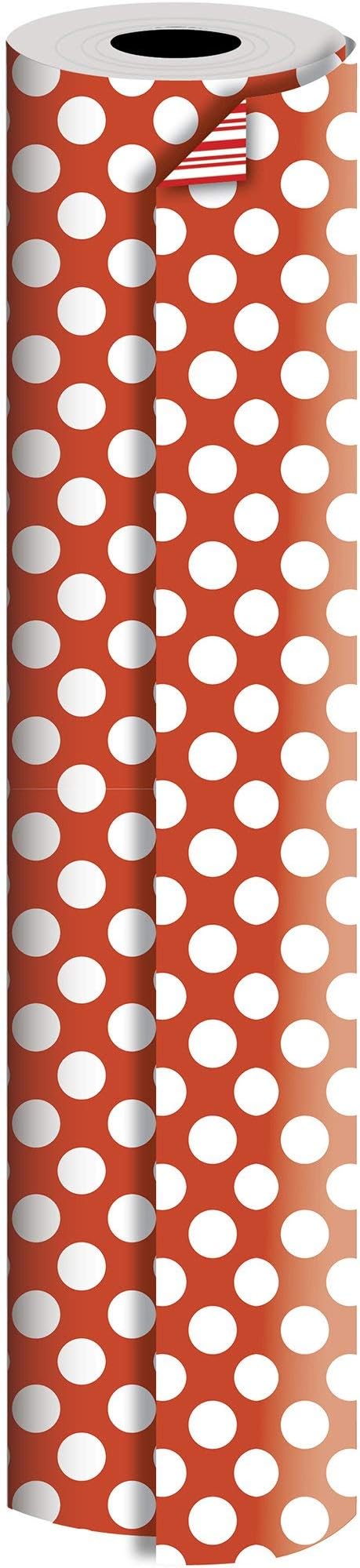 Jillson Roberts Bulk Gift Wrapping Paper, Two-Sided Red Dot & Stripe, Full Ream 833' x 24"
