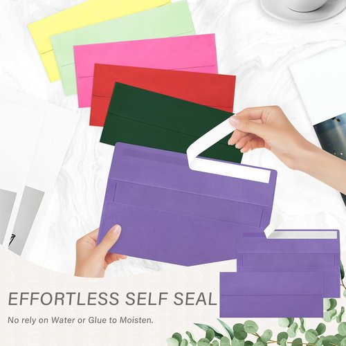 Regine Switzerland Self-Seal Business Envelopes - 50 Pack Standard Purple, 4 1/8 x 9 1/2 Inches for Secure Mailing