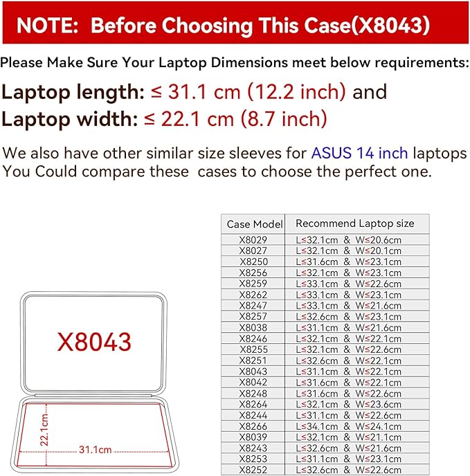 Smatree Hard EVA Protective Sleeve for 14 inch ASUS Zenbook 14 UX3405CA,for 14inch Vivobook S 14 S5406 Copilot+PC, 14inch Vivobook 14 Flip TP3407 Copilot+PC,for 14 inch Zenbook 14/14X OLED Case(X8043)