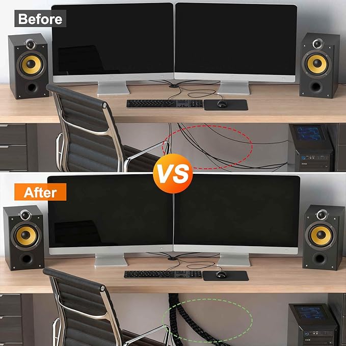 MECCANIXITY 10ft Braided Cable Sleeve, 5/8" ID 200C High Temperature 1500V Fiberglass Wire Insulation Cord Protector Organizer Wires Management for Motor Engine Fuel Line, Black