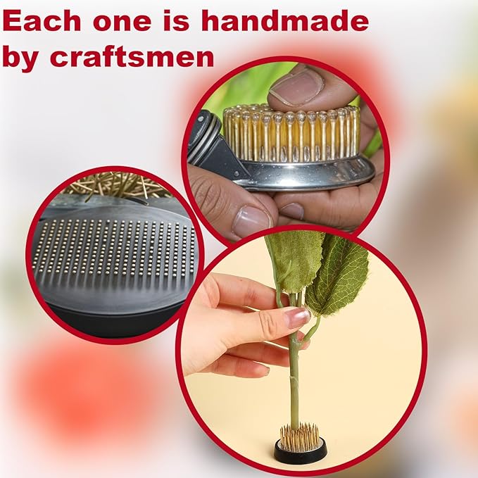 10 Pcs 34mm/1.34inch Diameter Floral Frogs Round Brass Flower Holder Ikebana Vase Floral Frogs Arranger Fixed Tools Pin for Flower Arrangement Home DIY Craft