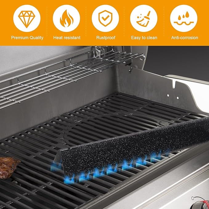 7620 Flavorizer Bars and 7622 Heat Deflector for Weber Genesis 300 Series E320, S310, E310, S330, E330, S-310, S-320, S320 with Front Control Grills, Replacement Parts for Weber 7621 65505,17.5 Inch