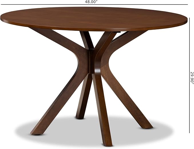 Baxton Studio Kenji Modern and Contemporary Walnut Brown Finished 48-Inch-Wide Round Wood Dining Table