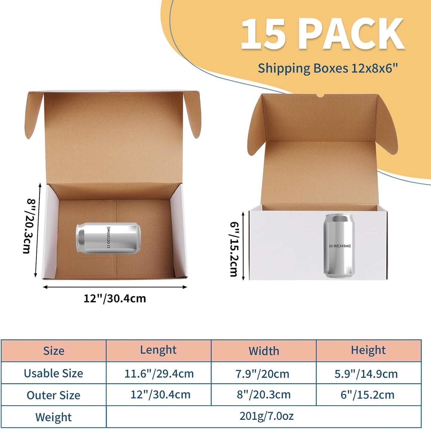 ZBEIVAN White Shipping Boxes - Set of 15 Corrugated Cardboard Mailers for Small Business Packaging