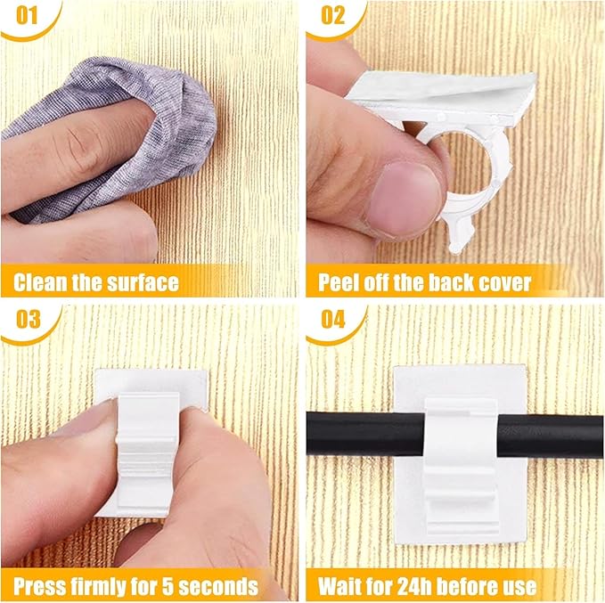 Viaky 30pcs Self-Adhesive Cable Clips-Reusable Adjustable Nylon Bracket Automobile, Indoor and Outdoor Desk Wall Wiring Wire Fixing Management Suitable for Cable Width 0.3''(White)