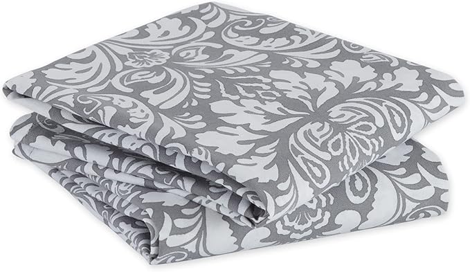 DII Cotton Dish Towel Set Damask Print, 18x28, Gray, 2 Count