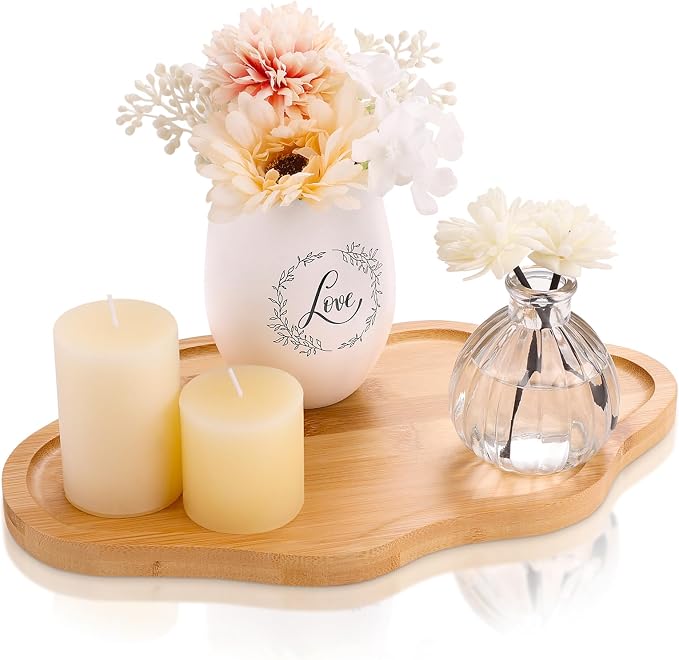 Wood Decorative Serving Tray for Candles Perfume, Cloud Jewelry Tray Trinket Dish, Wooden Trays for Coffee Table Home Decor