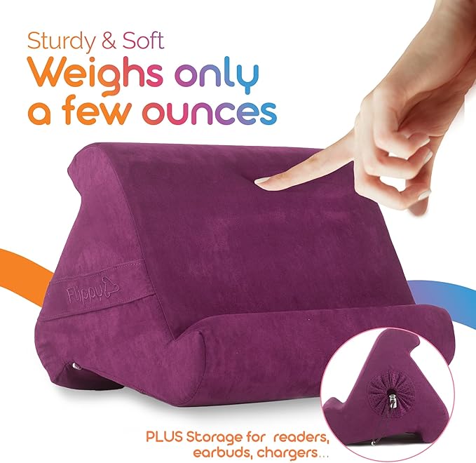 Flippy Original Tablet Pillow Stand & iPad Holder, Gift for Book Lovers & Readers, Multi-Angle Stand with Storage for Lap, Desk & Bed, Compatible with Kindle, Fire, iPad & Samsung, Orchid You Not
