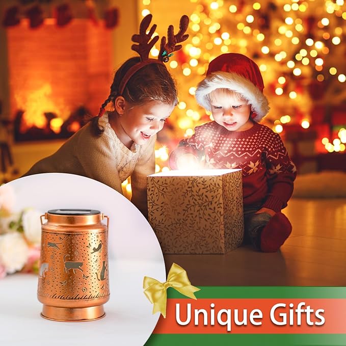 Christmas Gifts for Women Cat Solar Lanterns Outdoor Waterproof Hanging Solar Lights Cat Gifts for Women Men Metal Decorative LED Cat Lanterns for Garden Decor,Yard,Patio,Lawn,Pathway,Landscape
