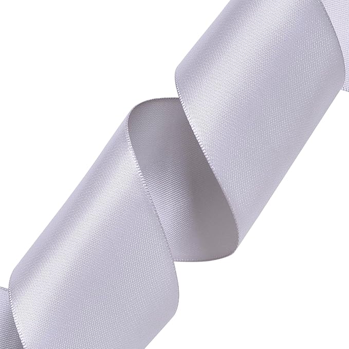 YAMA Silver Double Faced Satin Ribbon, 2 Inch 25 Yards, Great for Crafts Bows Flower Bouquet Wedding Home Decor Gift Wrapping
