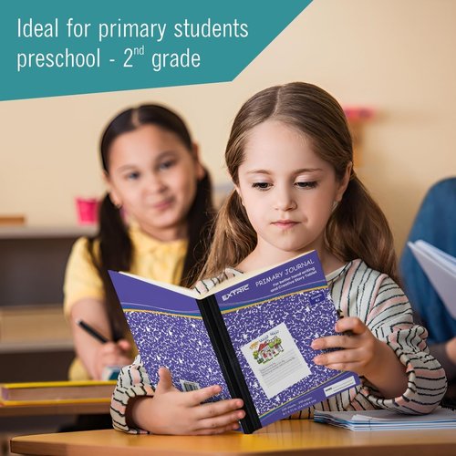 EXTRIC Primary Composition Notebook - 4 Pack K-2 Hardcover Journals for Kids | 200 Pages for Drawing & Writing