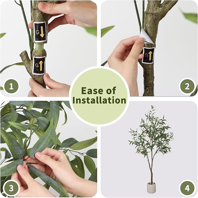6.73ft Artificial Eucalyptus Tree, Faux Tree with Lifelike Leaves, Fake Eucalyptus Tree with Sturdy Plastic Pot, Artificial Plants for Office Home Living Room Indoor Outdoor Decor