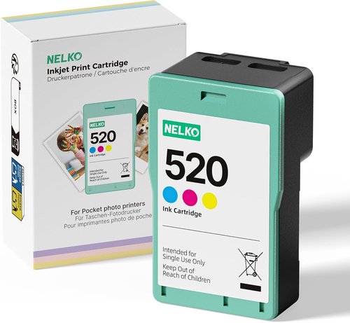Nelko 520 Genuine Color Ink Cartridges - High-Yield, Water-Oxidation Proof for PP01 & PP03 Photo Printers | Ideal for Home & School