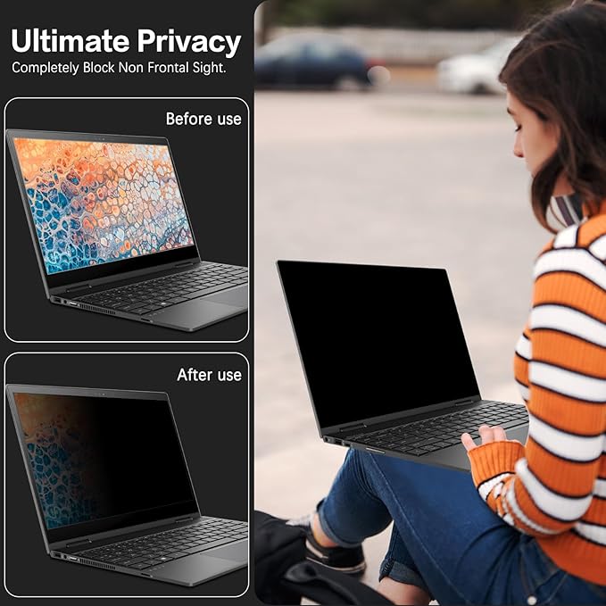 Laptop Privacy Screen 15.6 Inch 16:9 Aspect Ratio, Laptop Screen Privacy Shield Compatible With Lenovo Hp Dell Acer Asus Thinkpad Envy Xps, Removable Anti Glare Blue Light Computer Filter Protector