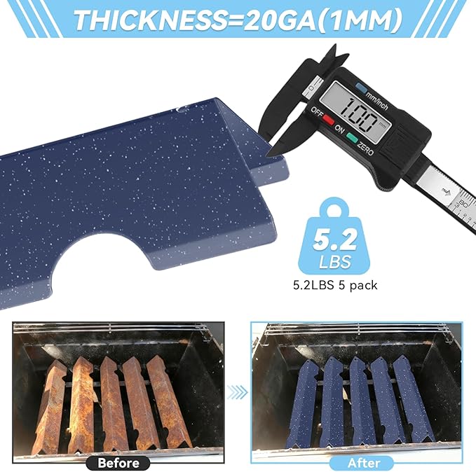 17" Flavorizer Bars for Weber Genesis II Grill Parts GS4 Genesis II/II LX 300 Series Genesis II E-310 E-315 E-335 LX E-340 Heat Plates Replacements for 66795 Porcelain Steel Flavor Bars, 5 Pack