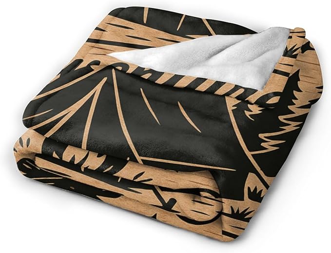 Camping Blanket Camper Throw Blanket Soft Cozy Fleece Fuzzy Stuffed Plush Flannel Gifts for Girls Women Boys Kids Adults 50"X60"