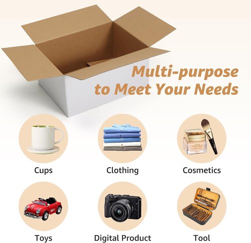 EXYGLO 15 Pack Shipping Boxes - 12x9x6 White Corrugated Cardboard for Packaging & Moving
