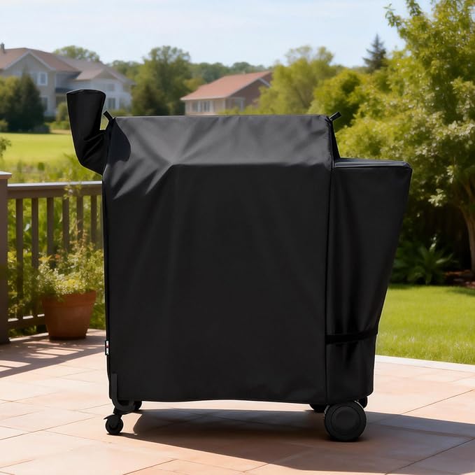 Unicook Pellet Smoker Cover for Traeger Pro 780 Series, Heavy Duty Waterproof Full Length BBQ Smoker Grill Cover, Outdoor Weather Resistant Barbecue Ptrotection, Black