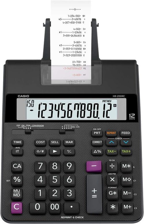 Casio HR-200RC - Dual-Color Printing Desktop Calculator with 150-Step Check | Perfect for Accounting & Retail