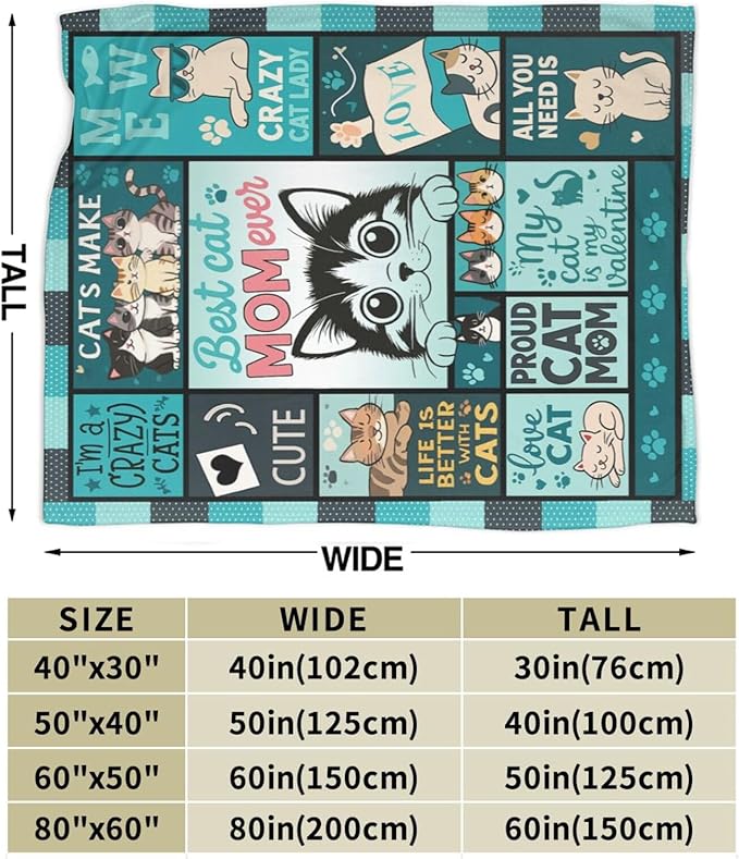 Cat Blanket Cute Cat Throw Blanket Kitten Soft Cozy Fleece Fuzzy Stuffed Plush Flannel Gifts for Girls Women Boys Kids Adults 60"X80"