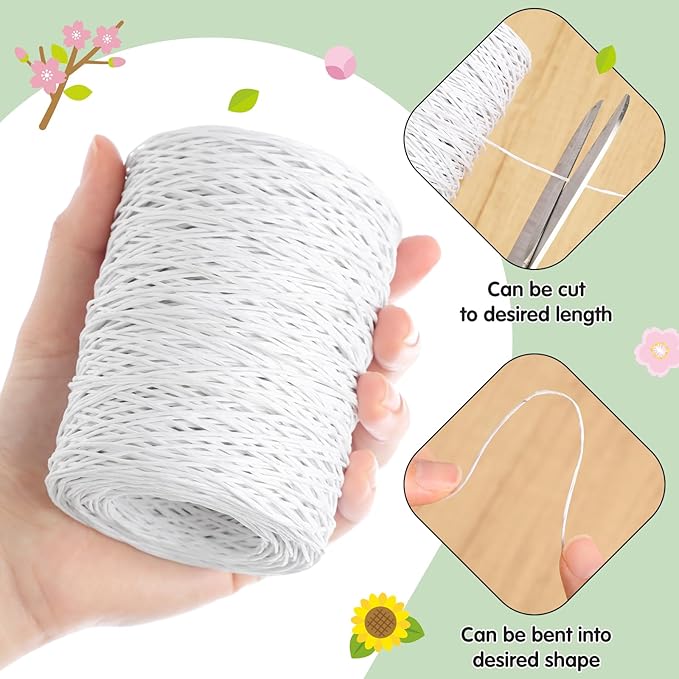 Syhood 673 Feet Floral Vine Bind Wire Rustic Wrapping Wire for Flower Bouquets(White)