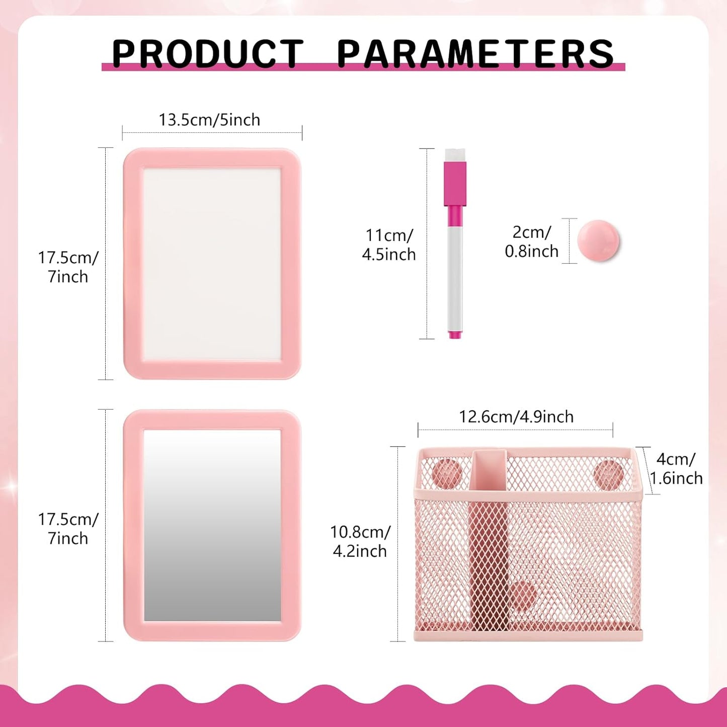 Skiennix Magnetic Girls Locker Accessories Set - Back to School Essentials | Pink Decor & Organizers