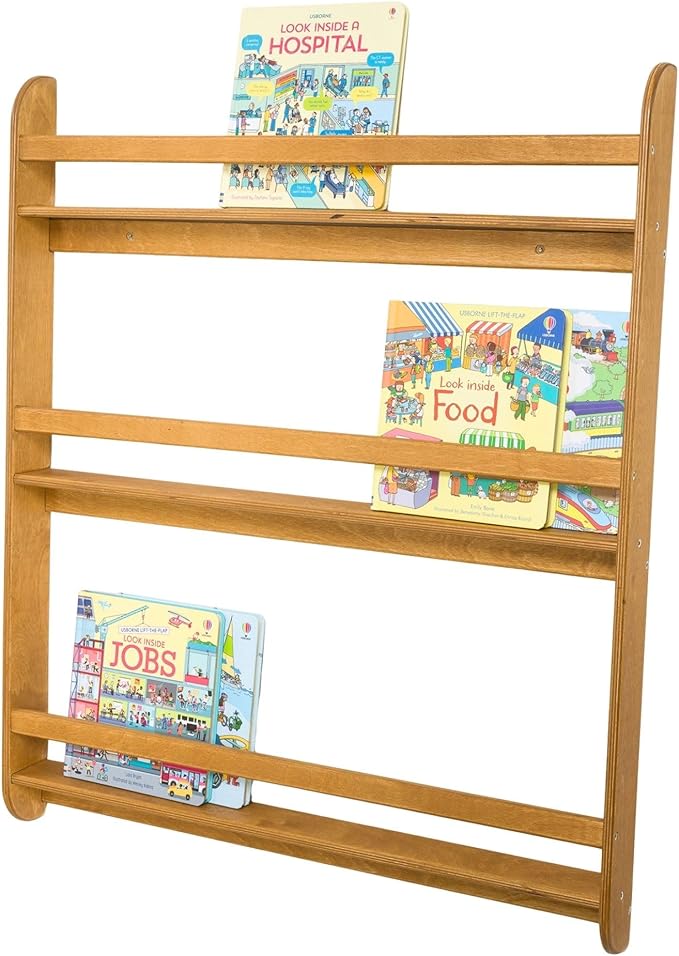 Montessori Wall-Mounted Bookshelf for Toddlers Toy Storage Shelf Organizer for Playroom and Classroom Floor Bookshelves for Kids Room (Oak, XL, 3)