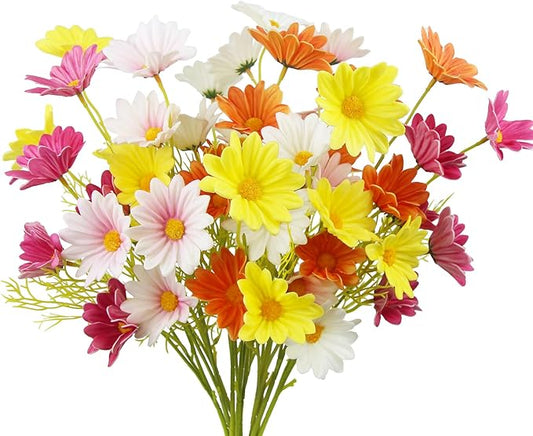 10 Pcs Artificial Daisy Flowers Bulk Artificial Flowers Wildflowers Silk Daisy Faux Gerbera Daisies Bouquet Spring Flowers for Outdoor Indoor Wedding Table Centerpiece Floral Arrangements Decor