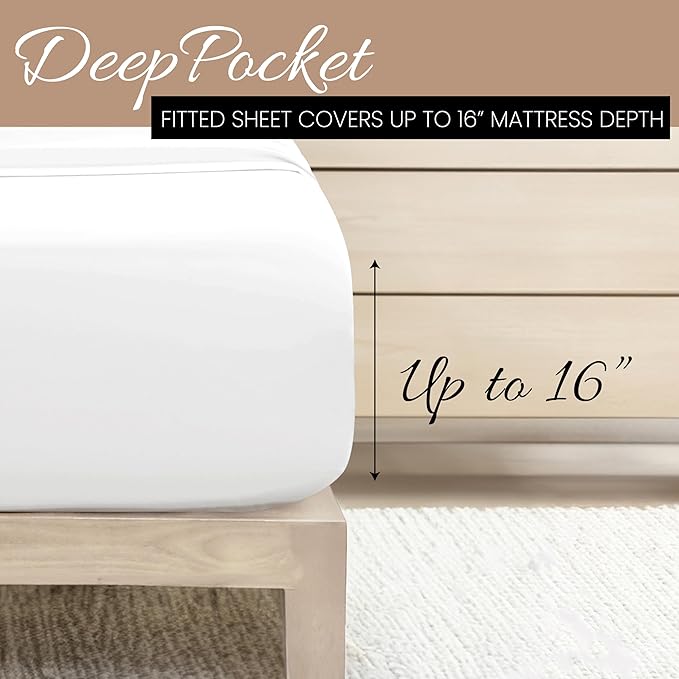 Linen Market Bed Sheets for California King Size Bed (White) - Sleep Better Than Ever with These Soft and Cooling California King Sheets - Deep Pocket Fits 16" Thick Beds - 4 Piece Cal King Sheet Set