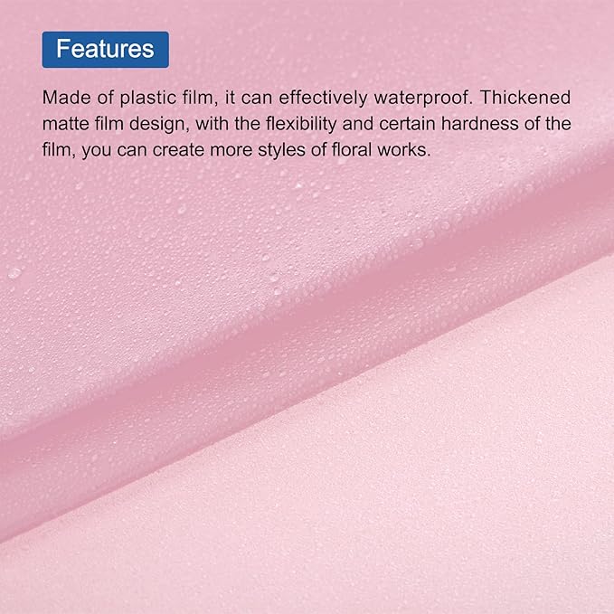 MECCANIXITY Flower Wrapping Fog Paper 22.8x22.8 Inch Waterproof Matte Floral Wrapping Paper for DIY Crafts, Gift/Gift Box Packaging Pink 20 Pcs
