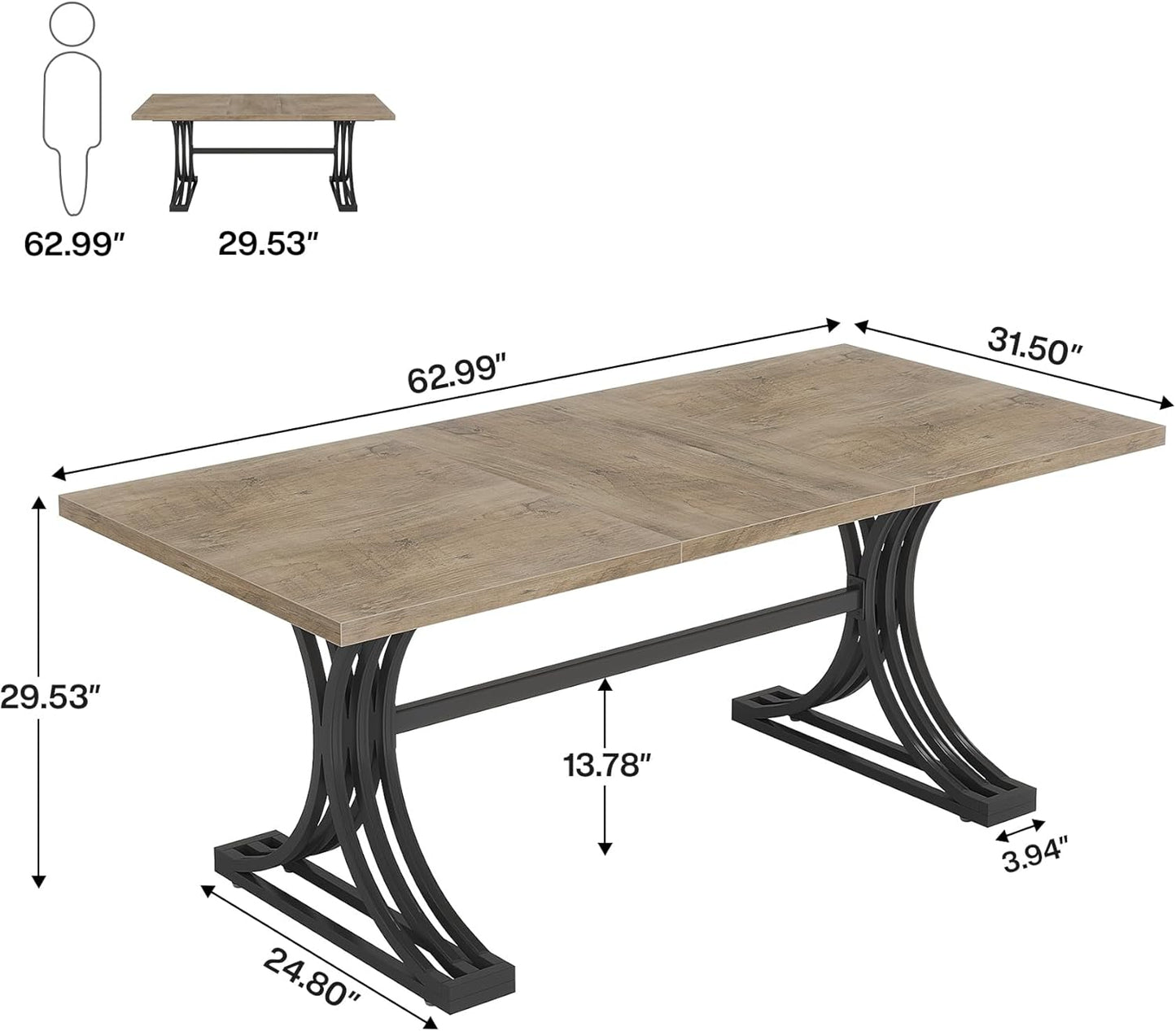 Tribesigns 5FT Modern Conference Table - Durable Metal Frame for 4 to 6 People | Office Meeting Room