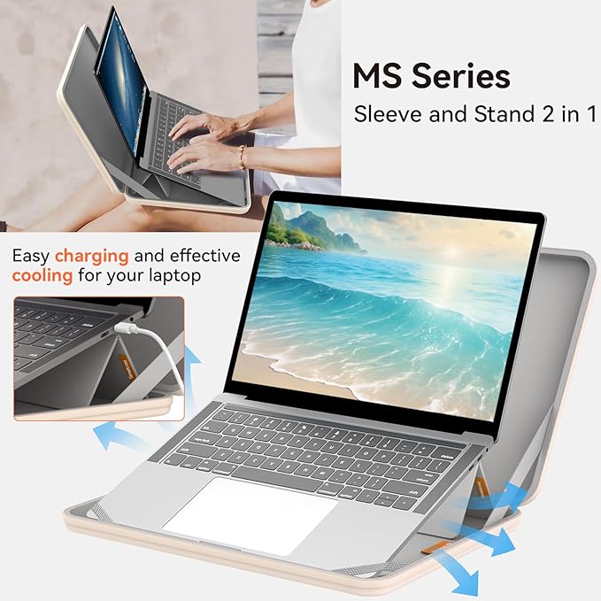 Smatree MS85T Hard EVA Protective Sleeve Case with Stand Compatible for 16 inch Acer Swift Edge 16 Laptop - SFA16-41-R6YS Waterproof Sleeve, White
