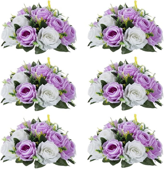 Flower Centerpieces for Wedding Tables: Wedding Table Decorations Lilac & White Flower Balls Centerpieces for Engagement Cerebration Party Center Pieces 6 Packs