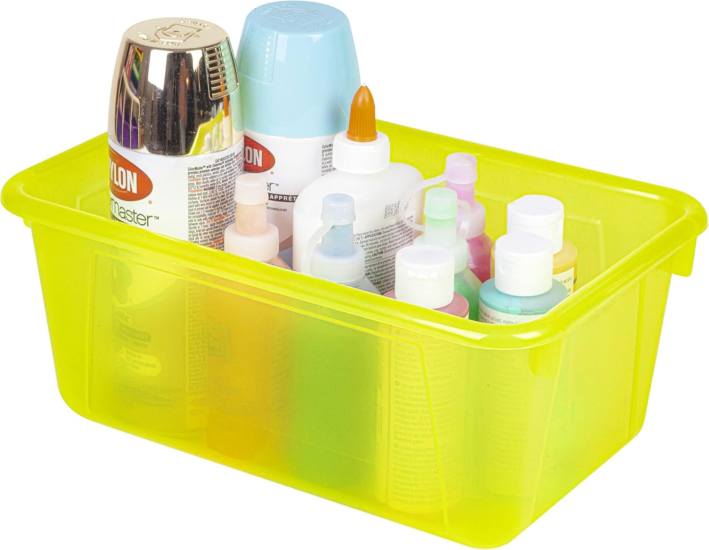 Storex Small Cubby Bin - Candy Yellow, 12.2 x 7.8 x 5.1 Inches, Set of 5 for Organized Storage