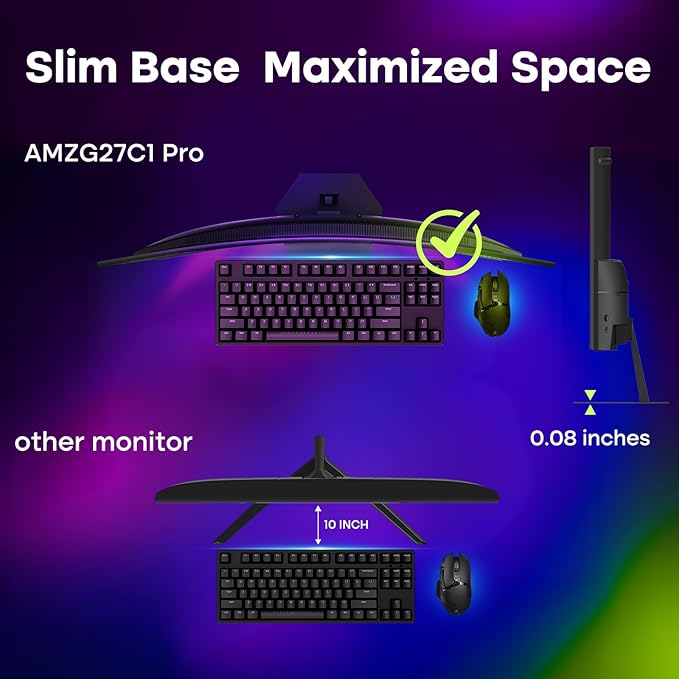 Amzfast 27 inch 240Hz Curved Gaming Monitor, FHD 1080P Monitor Gaming with Upgraded Built-in Speakers, MPRT 1ms with Fast VA Panel | 130% sRGB, 4000:1,1500R | 12 Months Warranty Exchange