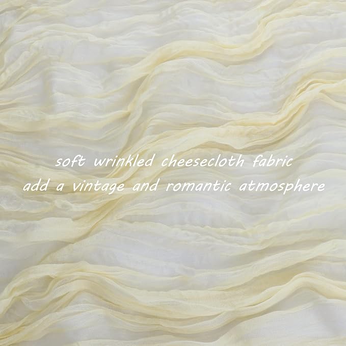 12 Pack 10Ft Cheesecloth Table Runner 35x120 Inch Boho Gauze Rustic Cheese Cloth Long Romantic Table Runner for Wedding Bridal Shower Birthday Party Table Decor (Beige)