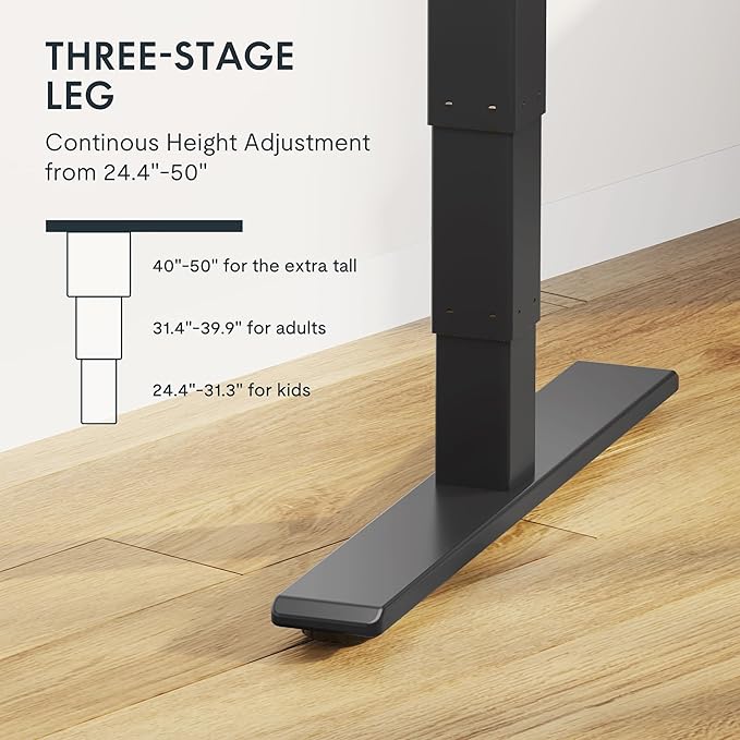 FLEXISPOT E6 MAX Rubber Wood Dual Motor 3 Stages Standing Desk 71x30 Inch Whole-Piece Board Electric Height Adjustable Stand Up Desk 150KG Load Capacity(Black Frame + Rubber Wood Desktop)