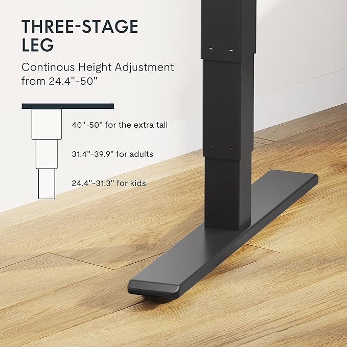 FLEXISPOT E6 MAX Bamboo Dual Motor 3 Stages Standing Desk 72x30 Inch Whole-Piece Board Electric Height Adjustable Stand Up Desk 150KG Load Capacity(Black Frame + Bamboo Desktop)