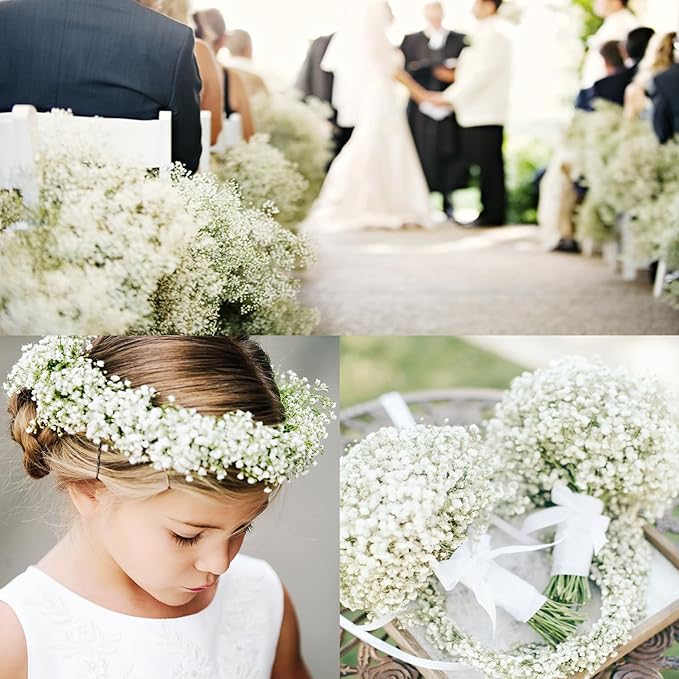 100 Pcs Babys Breath Artificial Flowers, Baby Breath Flowers Artificial Bulk, Real Touch White Fake Flowers, Faux Babies Breath Gypsophila for Wedding Home Decor Floral Arrangement