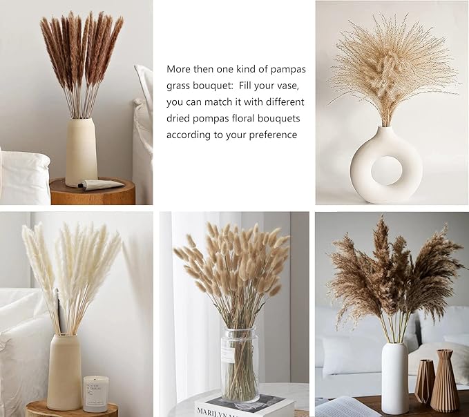Dried Pampas Grass Decor 115 PCS Dried Plants,Dried Flowers Natural pompas Floral for Wedding, Boho Decor , Home, Rustic Party, Baby Shower Arrangement Centerpiece Table Decorations