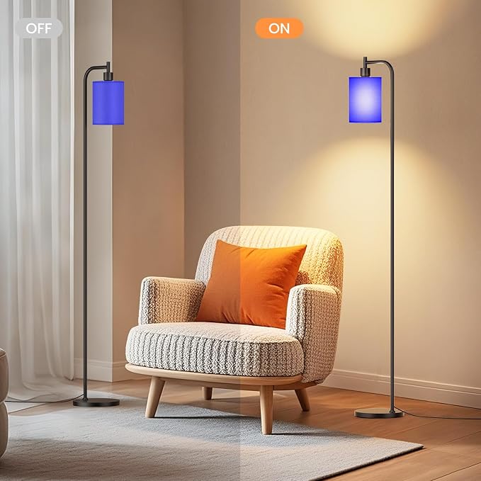 SIBRILLE Floor Lamp with Linen Shade, Dimmable Tall Standing Lamp with Remote Control & 3 Color Temperatures, Modern Floor Lamps for Living Room Bedroom Office Corner, 9W LED Bulb Included