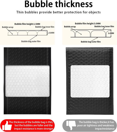 Packbabol Bubble Mailers | 4x7 Inch Opaque Poly Padded Envelopes - 50 Self-Seal Waterproof Bags